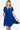 Model in a Royal Blue Dress with a notched neckline and short sleeves.