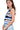 Side view of cropped knit tank top for women with vibrant stripes and slim fit.