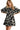 Women's Two-Tone Abstract Print Puff Sleeve Dress, front view showcasing bold print and elegant puff sleeves.