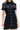 Women's Black Embellished Button Down Short Sleeve Denim Dress