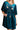 Women's Deep Teal Embroidered Velvet Mini Dress with Tassel