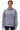Woman wearing a light purple sweatshirt on a white background