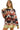 Front view of rust combo Aztec print tee with mock neck and long sleeves