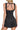 Back view of romper showing tie closure and seam details at waist and shorts.