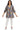Model front view of brown mix boho floral mini dress with balloon sleeves and ruffled trim.