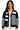 Main view of navy cable knit stripe cardigan with button front and textured design.