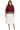 Model front view of merlot colorblock button-down shirt with scallop hem and button detail.