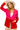 Front view of fuchsia and red blazer with lapel collar and tailored shoulders