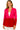 Main view of fuchsia and red colorblock blazer with peak lapel and button front