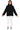 Model front view of black sweater with contrast stitching and mock neck design