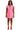 Front view of pink mini dress with contrast trim and fitted cap sleeves