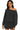 Main view of black fleece set with boat neck sweatshirt and drawstring shorts