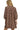 Back view of brown floral dress with smooth panel and soft pleating details