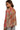 Back view of rose floral blouse with soft drape and colorful botanical pattern