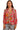Front view of rose floral blouse with classic collar, button placket, and bold tropical print