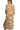  Back view of rust floral shirt dress with gathered panels and soft drape
