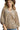 Main view of champagne velvet blouse with floral pattern and balloon sleeves