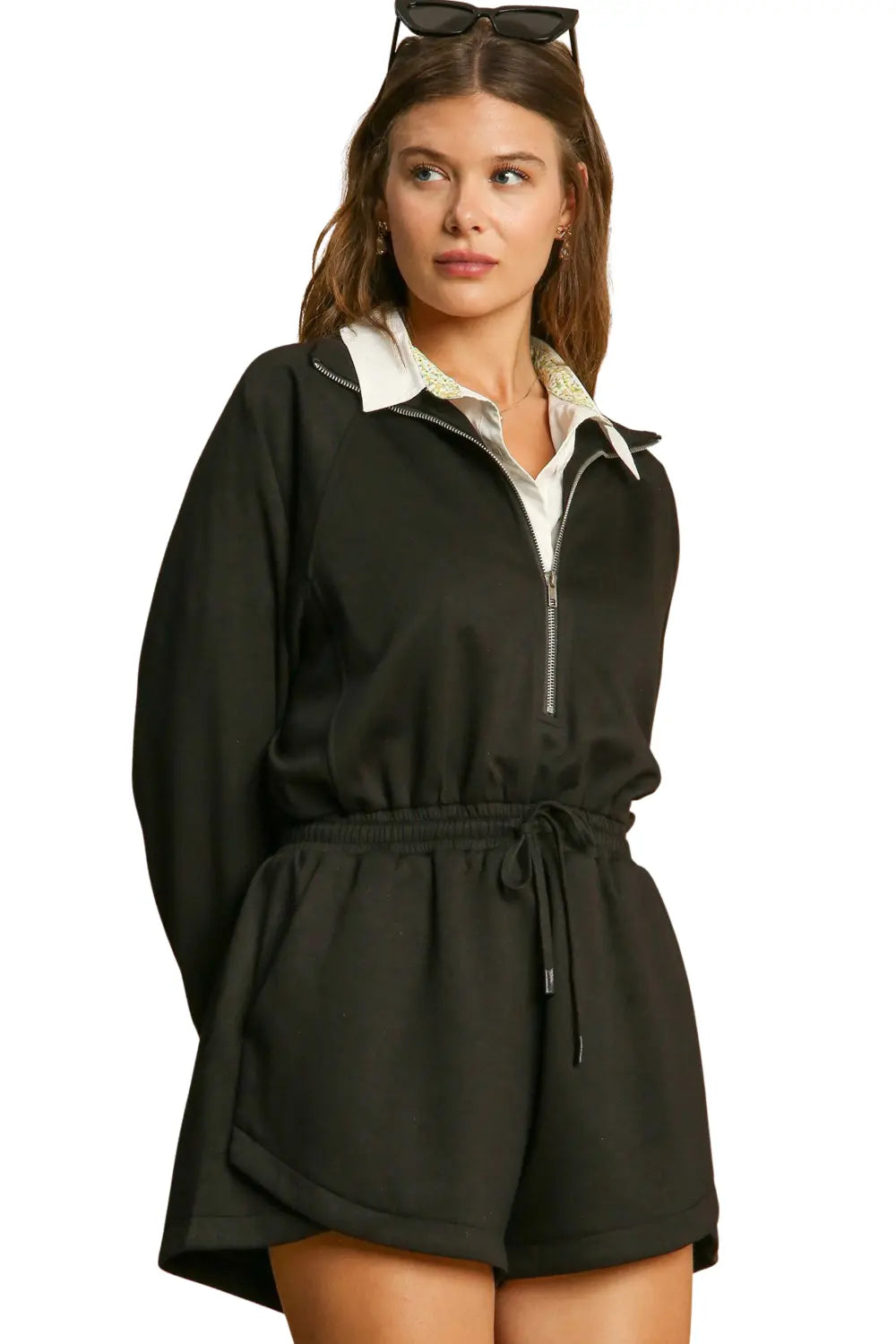 RAIVE ♥ Shirring Two-way Zipup Jumper / 追跡付 SWITCHING PIERCED ZIP HOODIE -2.COLOR- | WALKIN STORE WEB SHOP