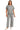 Front view of model wearing gray melange lounge set with short sleeve top and wide-leg pants
