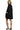 Woman wearing a black dress on a white background