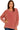 Main view of dark red ribbed turtleneck sweater with oversized fit and side slits