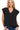 Main view of black sweater vest with ribbed knit and side slit design