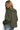 Back view of green plaid blouse with relaxed hemline and smooth cotton polyester finish.
