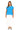 Front view of deep sky blue ribbed T-shirt with short sleeves and high-low hem