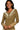 Main view of ribbed knit top with lace trim and half button front design