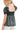 Back view of women's puff sleeve blouse with smocked panel and satin leopard texture