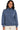 Main view of blue indigo scuba quarter zip sweatshirt with modern relaxed fit.