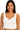 Main view of white ribbed seamless tank with cropped fit and split neckline