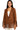 Main view of mocha suede blazer with single button closure and fringe hem