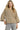 Main view of taupe textured knit V-neck top with classic silhouette and soft fabric.