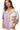 Model wearing knit top with checker trim and pocket detail