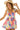 Model wearing sleeveless top with playful ribbon detail