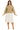 Model front view of light mocha wide neck drop shoulder sweater with oversized silhouette.