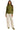 Model wearing olive zip-up ribbed sweater jacket with high neck and fit